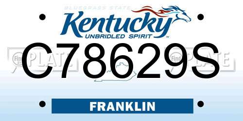 C78629S Kentucky License Plate