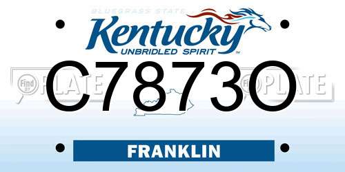 C7873O Kentucky License Plate