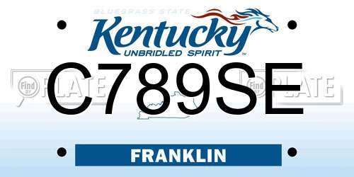 C789SE Kentucky License Plate