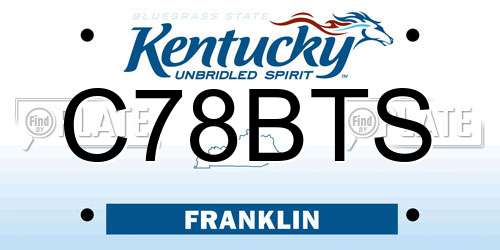 C78BTS Kentucky License Plate