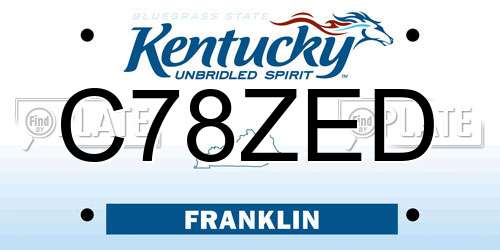 C78ZED Kentucky License Plate