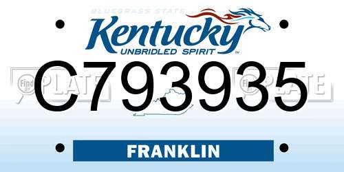 C793935 Kentucky License Plate