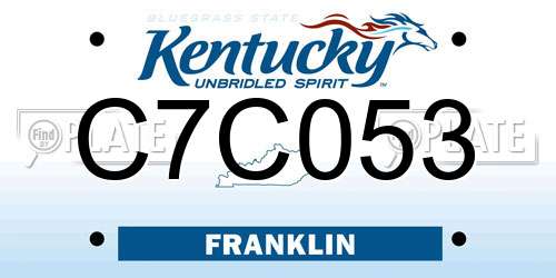 C7C053 Kentucky License Plate