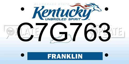 C7G763 Kentucky License Plate