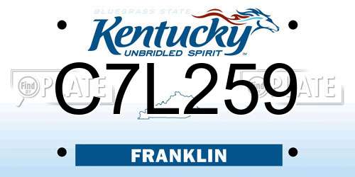 C7L259 Kentucky License Plate