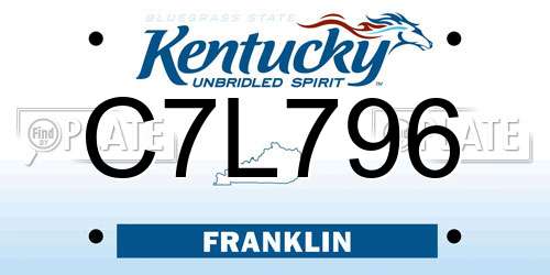 C7L796 Kentucky License Plate