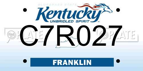 C7R027 Kentucky License Plate