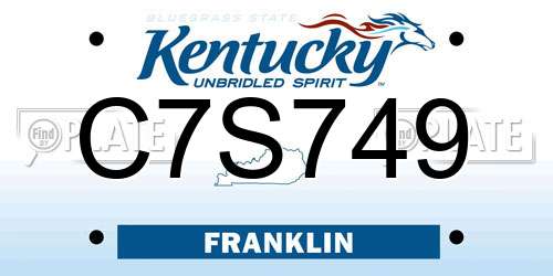 C7S749 Kentucky License Plate
