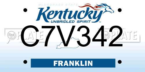 C7V342 Kentucky License Plate