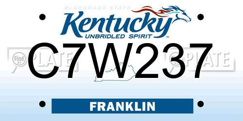 C7W237 Kentucky License Plate
