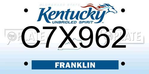 C7X962 Kentucky License Plate