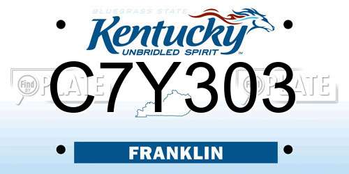C7Y303 Kentucky License Plate