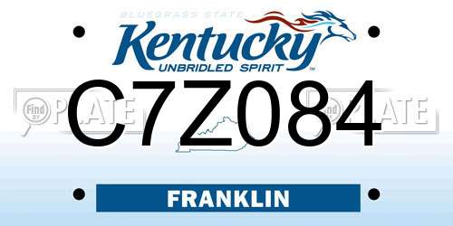 C7Z084 Kentucky License Plate
