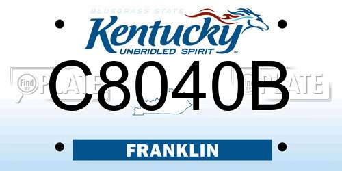 C8040B Kentucky License Plate