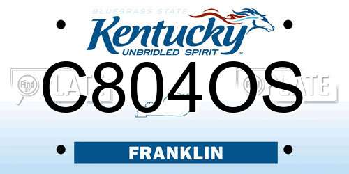 C804OS Kentucky License Plate