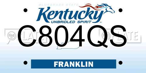 C804QS Kentucky License Plate