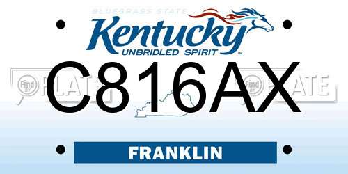 C816AX Kentucky License Plate
