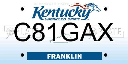 C81GAX Kentucky License Plate