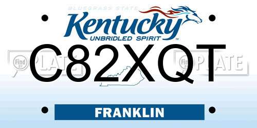 C82XQT Kentucky License Plate