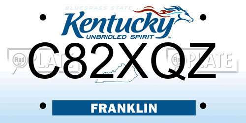C82XQZ Kentucky License Plate