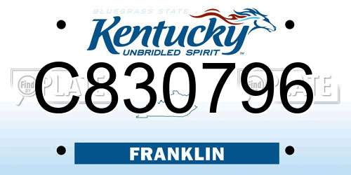 C830796 Kentucky License Plate