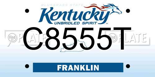 C8555T Kentucky License Plate