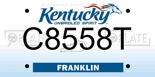 C8558T Kentucky License Plate