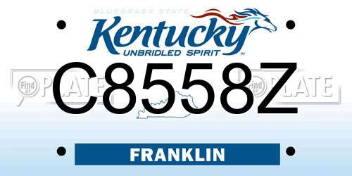 C8558Z Kentucky License Plate