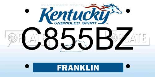 C855BZ Kentucky License Plate