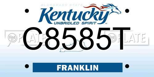 C8585T Kentucky License Plate