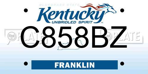 C858BZ Kentucky License Plate