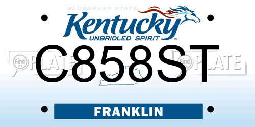 C858ST Kentucky License Plate