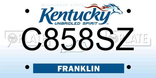 C858SZ Kentucky License Plate