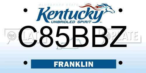 C85BBZ Kentucky License Plate
