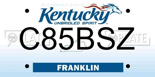 C85BSZ Kentucky License Plate