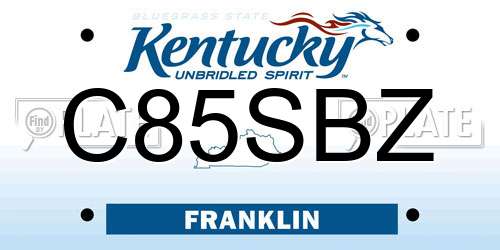 C85SBZ Kentucky License Plate