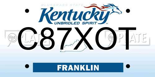 C87XOT Kentucky License Plate