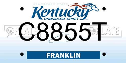C8855T Kentucky License Plate