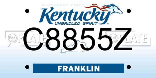 C8855Z Kentucky License Plate