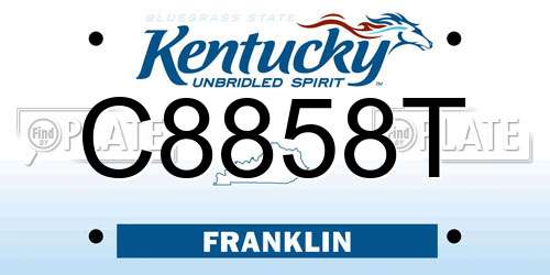 C8858T Kentucky License Plate