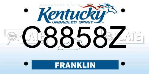 C8858Z Kentucky License Plate