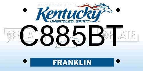 C885BT Kentucky License Plate
