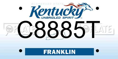 C8885T Kentucky License Plate