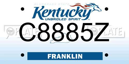 C8885Z Kentucky License Plate