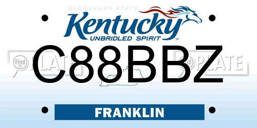 C88BBZ Kentucky License Plate
