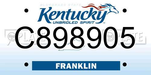 C898905 Kentucky License Plate