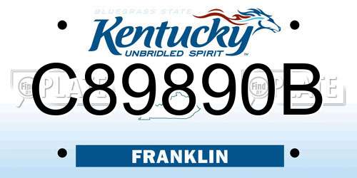 C89890B Kentucky License Plate