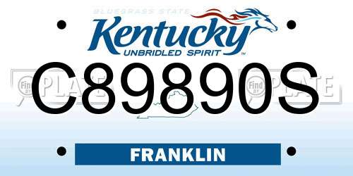 C89890S Kentucky License Plate
