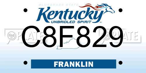 C8F829 Kentucky License Plate