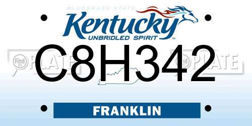 C8H342 Kentucky License Plate